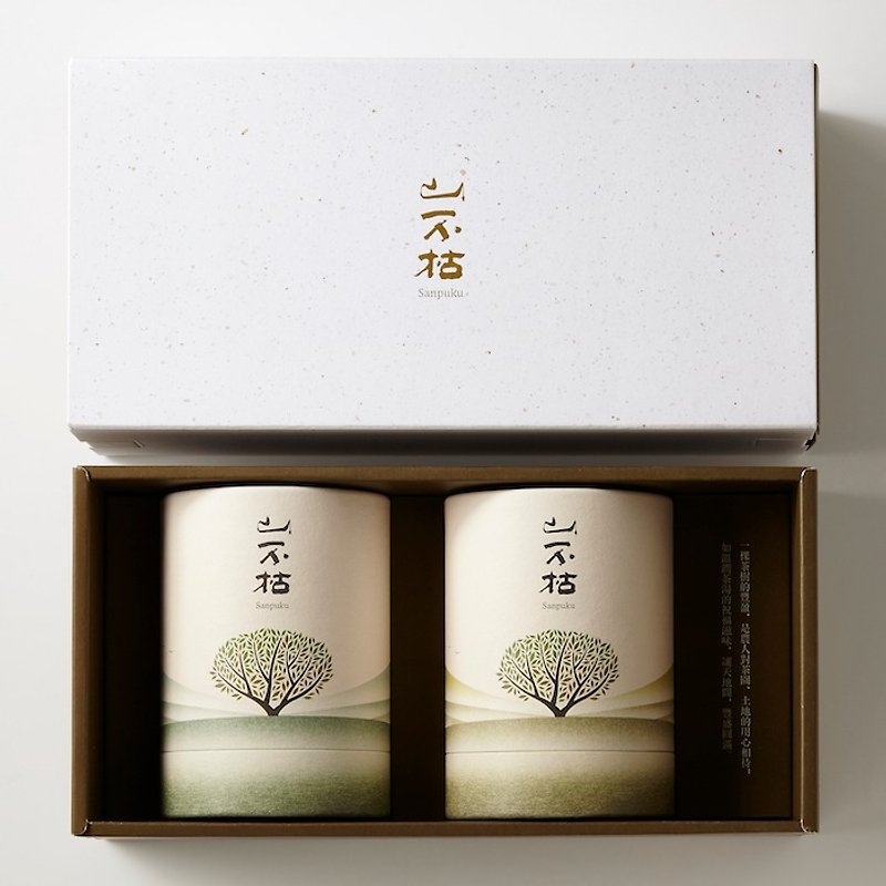 Earth Tibetan Gold Tea Gift Box, Double Round Can Set - ชา - อาหารสด สีทอง