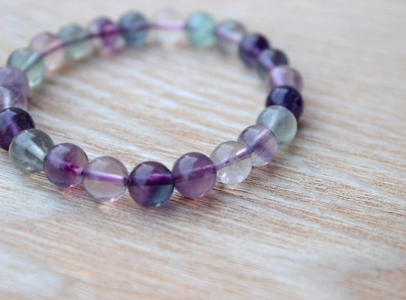 ☆, .- * '108 perles] purple denier natural rainbow fluorite bracelet 6mm, 8mm - สร้อยข้อมือ - วัสดุอื่นๆ สีม่วง