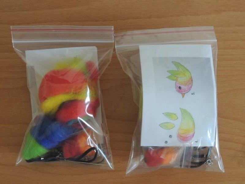 レインボー鳥材料パッケージ - 人形・フィギュア - ウール 多色