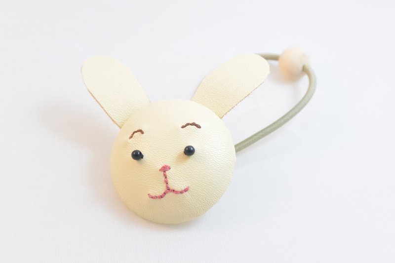 ウサギ - レザーバッグは、源泉徴収バンドルを感じます - ヘアアクセサリー - 革 ホワイト