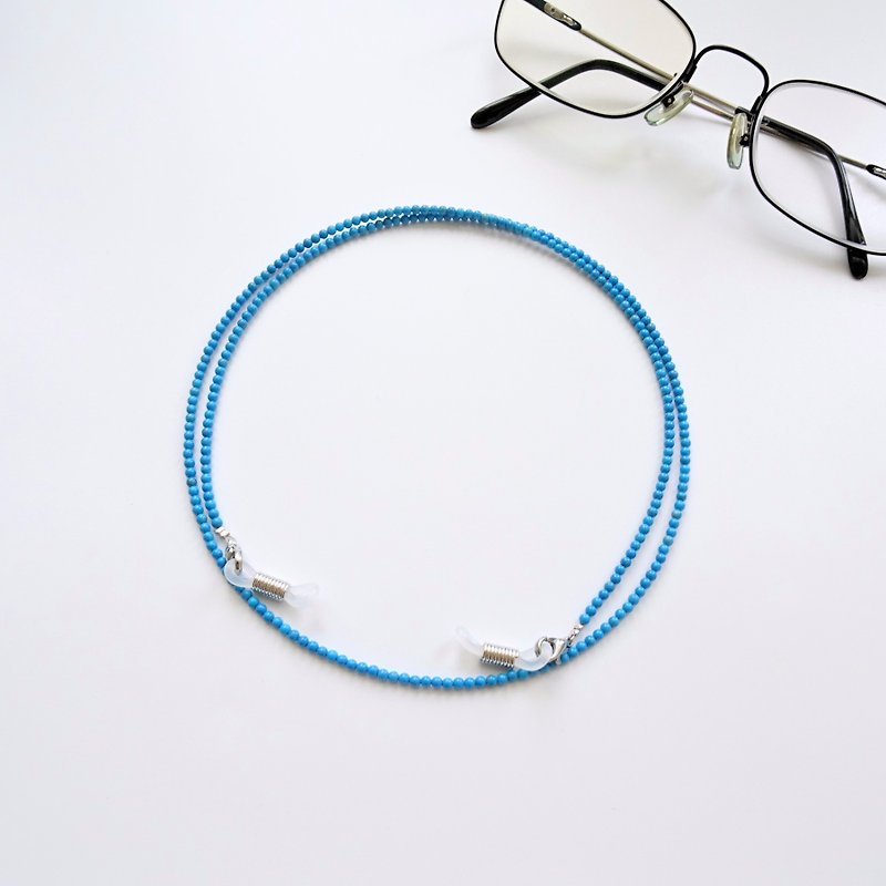 白紋石染土耳其藍小圓珠眼鏡鍊 - 給媽媽的母親節禮物 - 項鍊 - 半寶石 藍色