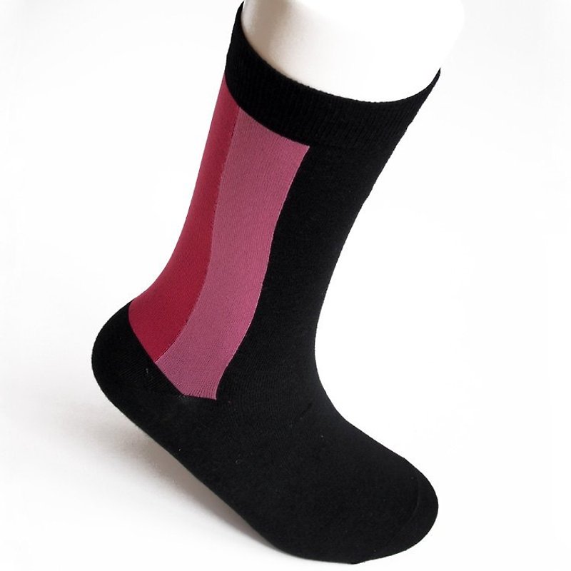 SOCK IT UP台灣製造200針緹花圖案中筒紳士襪‧黑底紅漸層 - 西裝襪/紳士襪 - 其他材質 紅色