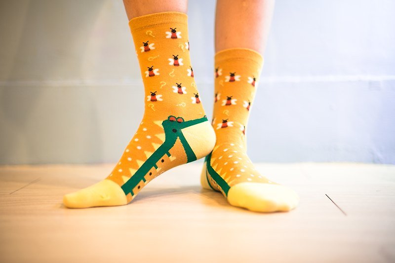 Bee & Crocodile Socks_Alice In Wondeland, unisex/quirky/happy socks - Socks - Other Materials Gold