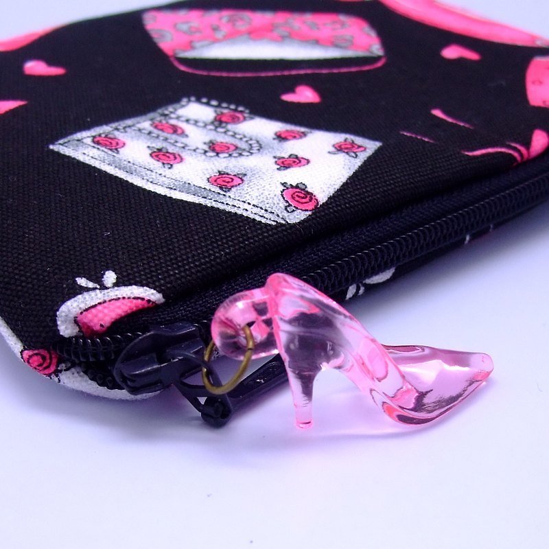 Zipper pouch / coin purse (padded) (ZS-14) - กระเป๋าใส่เหรียญ - ผ้าฝ้าย/ผ้าลินิน สีดำ
