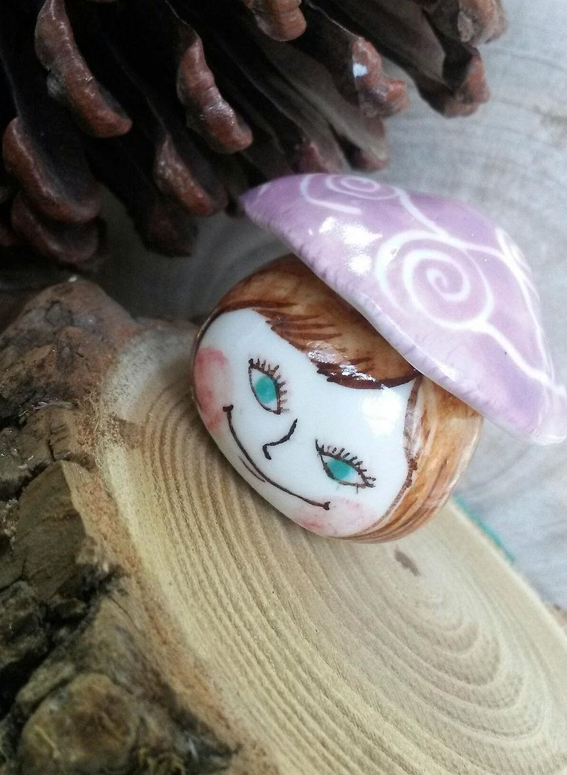 Small ceramic mushroom bell decorations - เซรามิก - วัสดุอื่นๆ สีม่วง
