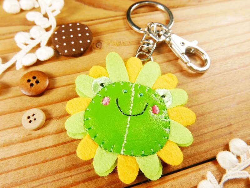 Embroidery Key Ring | Flower Animal Series-Frog Finger Doll Pen Case Key Ring | Art Light Sticky - Keychains - Other Man-Made Fibers Multicolor