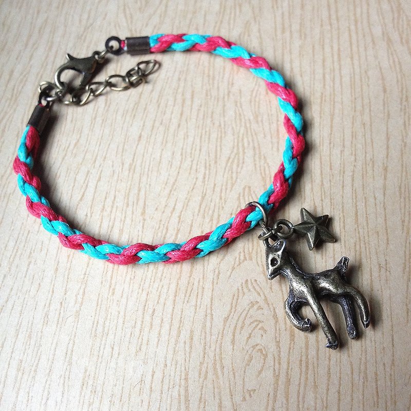 Alice beard small stars - Kalmas deer deer ★ wax rope (cotton) bracelet - สร้อยข้อมือ - วัสดุอื่นๆ 