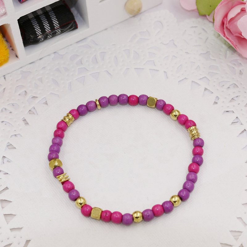 * Poof Princess sugar - simple pure brass stone beads bracelet F - Bracelets - Other Materials 