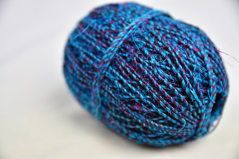 手捻麻線-雙色 紅色 土耳其藍-公平貿易 - 編織/羊毛氈/布藝 - 植物．花 藍色