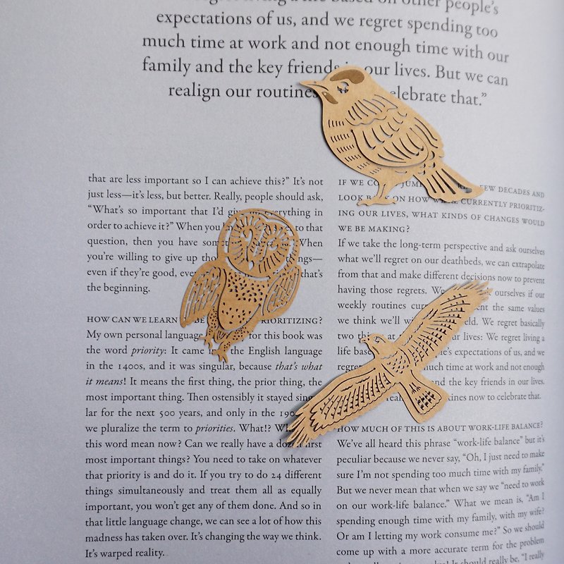 マイマイ動物園-紙の彫刻のしおりのグループに第3条を鳥|かわいい動物が小さなものを癒す文房具の贈り物 - しおり - 紙 カーキ