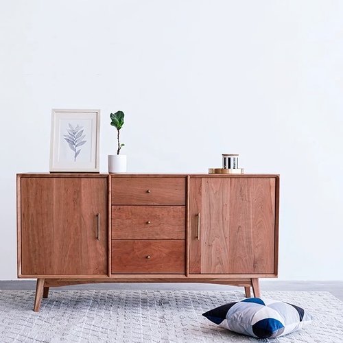 Lushan Work Cherry Wood Solid Dining Table Side Cabinet Storage