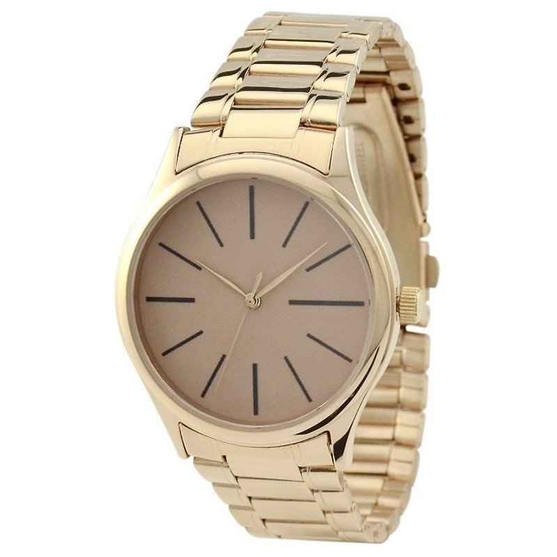 Rose gold Watch (Long Stripes) with metal band - Other - Other Metals Khaki