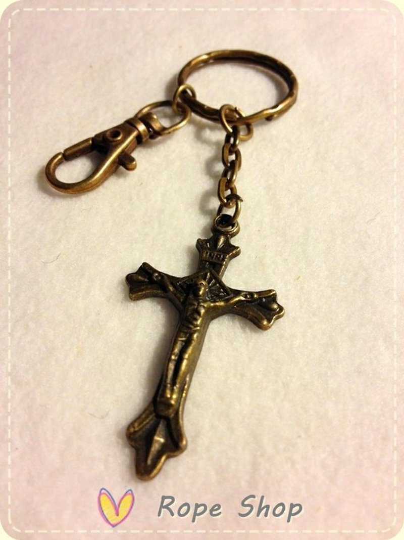 Jesus crucified retro bronze color key ring - อื่นๆ - โลหะ 