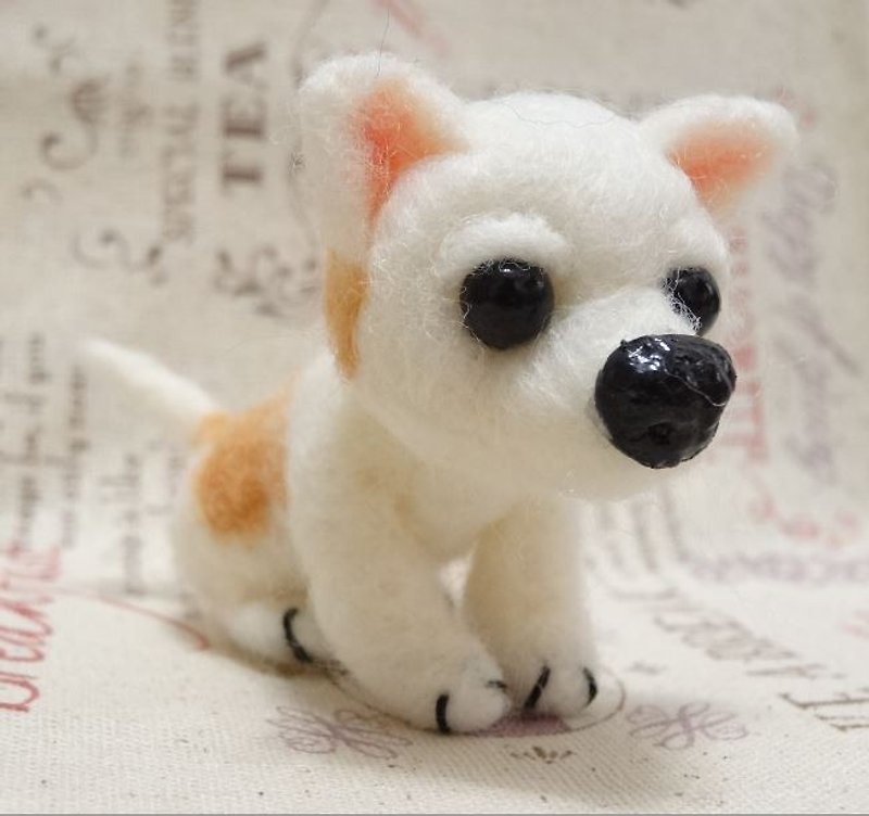 Wool felt - realistic Chihuahua Baishi (wool felt) - ตุ๊กตา - ขนแกะ ขาว