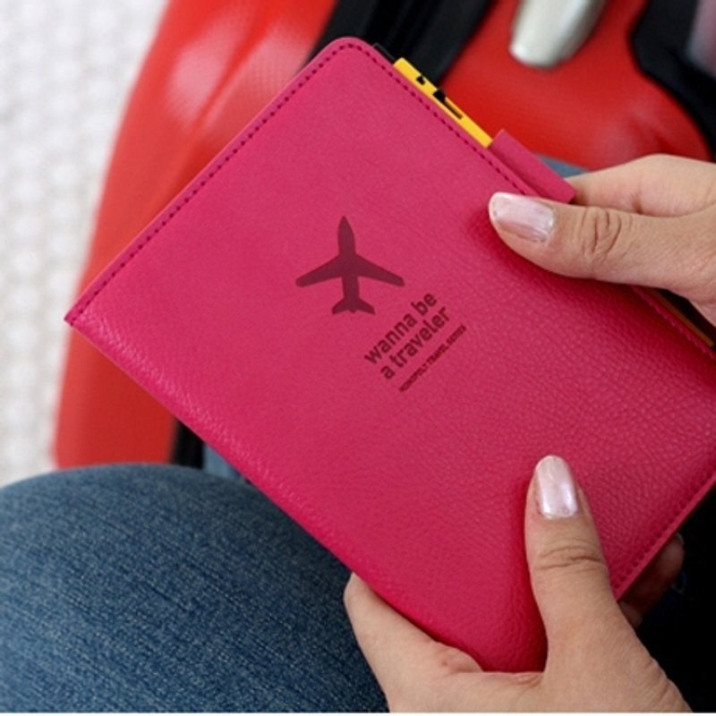 Dessin x Monopoly-城市輕旅短版護照套V.2-桃紅(翱翔飛機),MPL25876 - Passport Holders & Cases - Other Materials Red