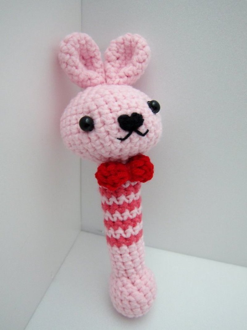 Bunny. Knitted woolen hand rattle ~ the cutest moon gift - Baby Gift Sets - Other Materials Pink