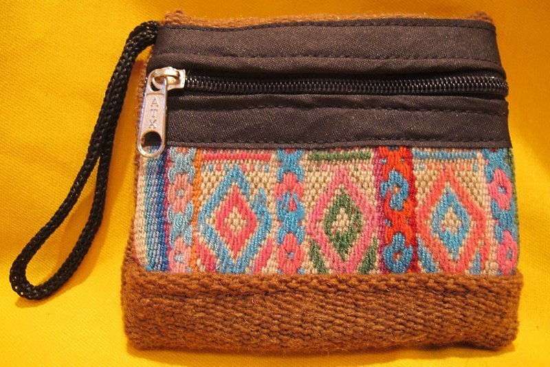 Peruvian vicuna wool weave small fabric bag - baby blue - Other - Other Materials Multicolor