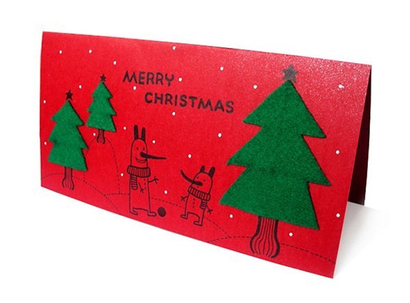手工卡片：聖誕卡（手繪、不織布、紙） - 心意卡/卡片 - 紙 紅色