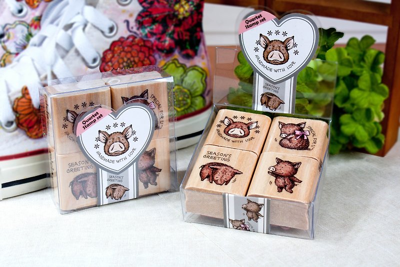 Four into the stamp set - Classical swine - Stamps & Stamp Pads - Wood 