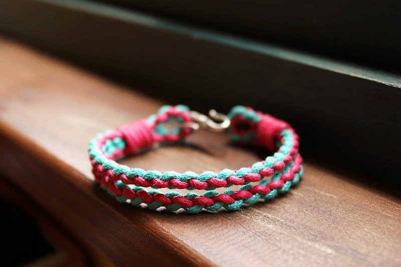 [UNA- excellent Na] twice-style hand-made crocheted bracelet wax rope S - อื่นๆ - วัสดุอื่นๆ สีเขียว
