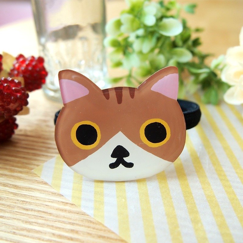 Meow - big fat face hairband - brown and white - Hair Accessories - Plastic Brown