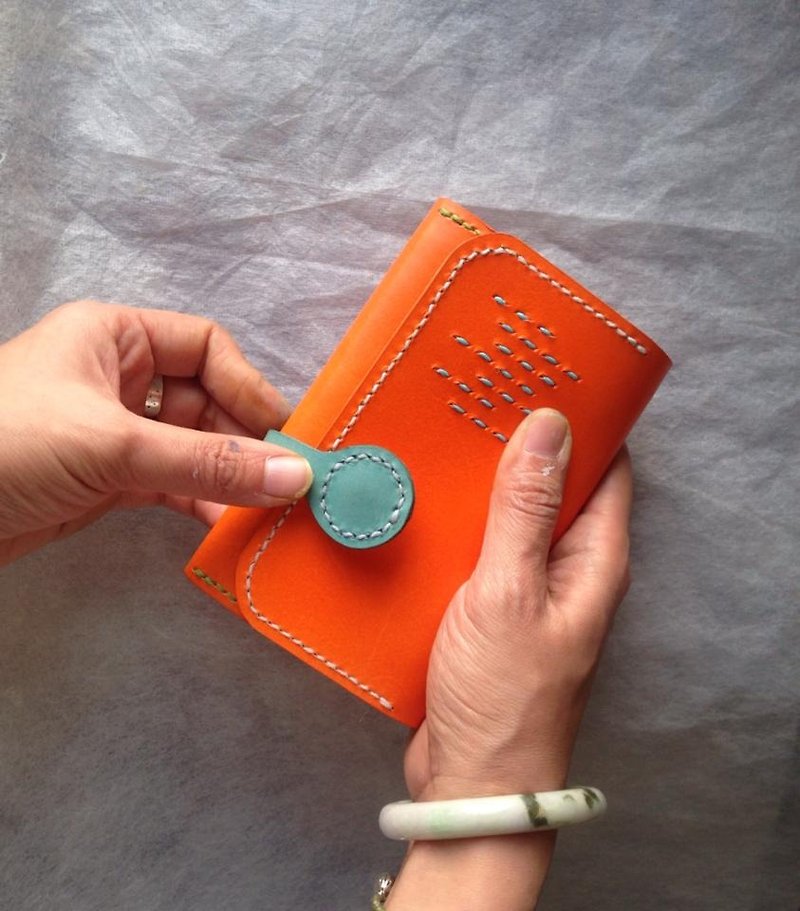 Lan rain hand-dyed leather folder _ Sewing - Wallets - Genuine Leather Orange