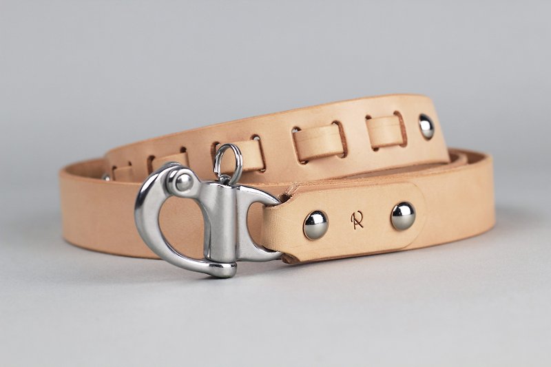 Belt tanned leather leather handsome belt - pull buckle hardware section - อื่นๆ - หนังแท้ 