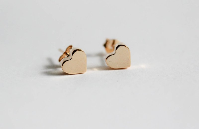 Love brass earrings - Earrings & Clip-ons - Other Materials Gold