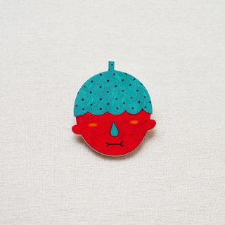 Axel The Strawberry Man with X-Ray Eyes - Handmade Shrink Plastic Brooch or Magnet - Wearable Art - Made to Order