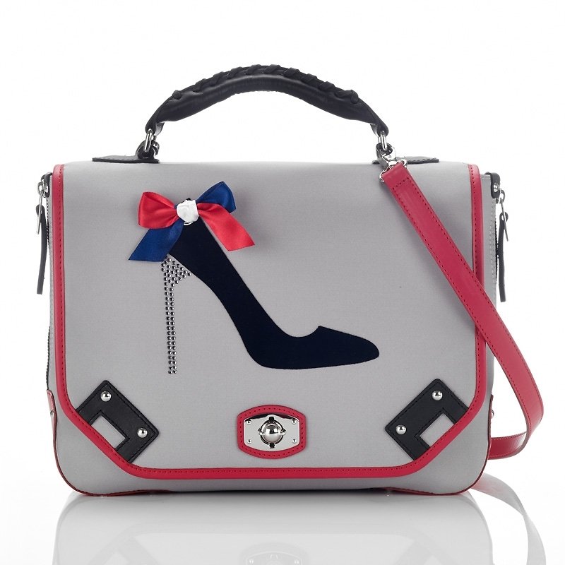 US designer messenger bag - bow heels (gray L) - Silhouette Series - กระเป๋าแมสเซนเจอร์ - วัสดุอื่นๆ สีเทา