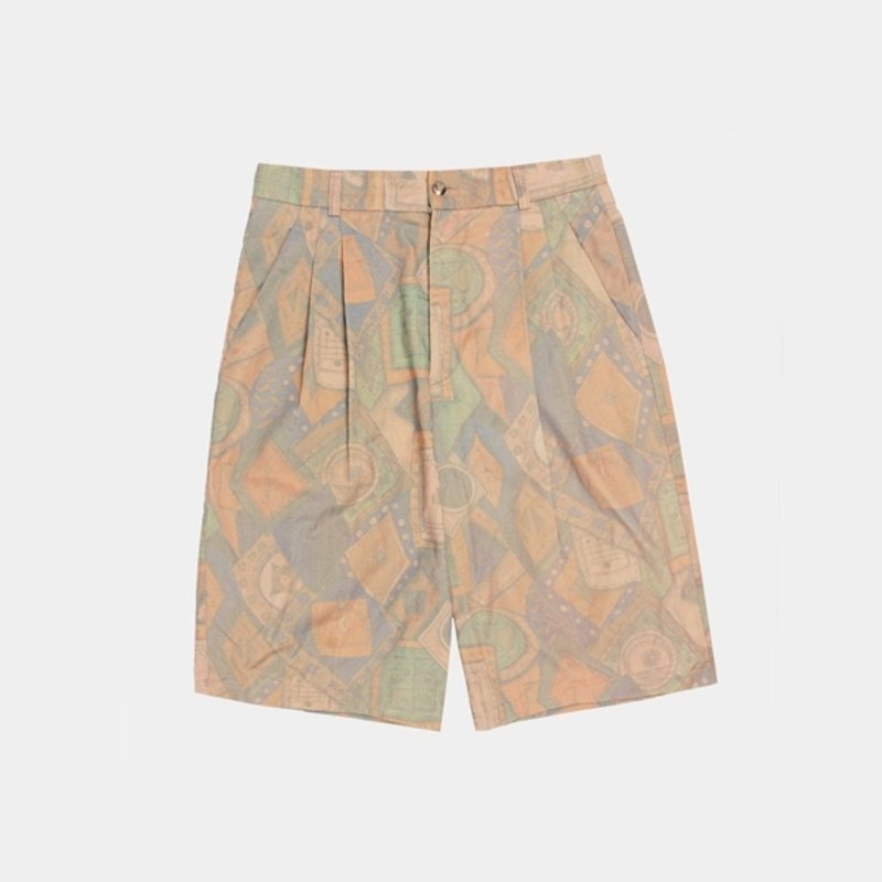 │moderato│美式復古印花打褶西裝褲│森林復古.女朋友.獨特.文藝 - 女長褲 - 其他材質 多色