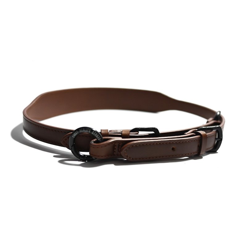 Brown leather wide strap - short (bag strap / belt / camera strap / leather handle) - ขาตั้งกล้อง - หนังแท้ สีนำ้ตาล