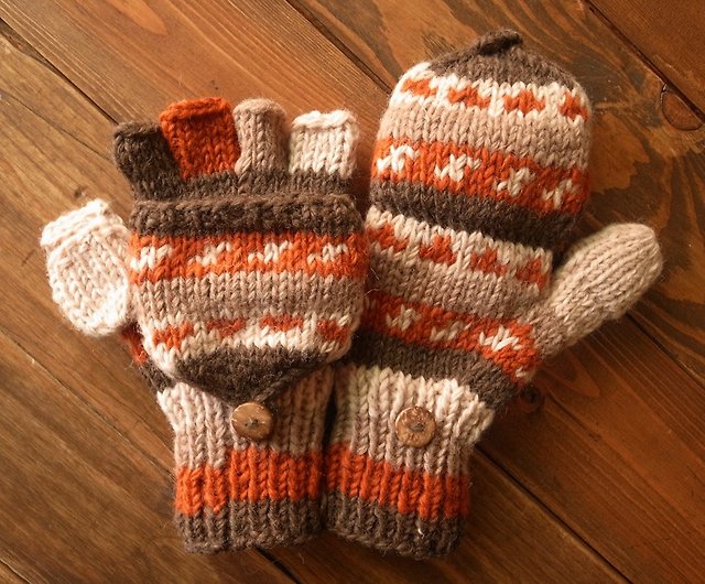 Handknit handmade wool mittens