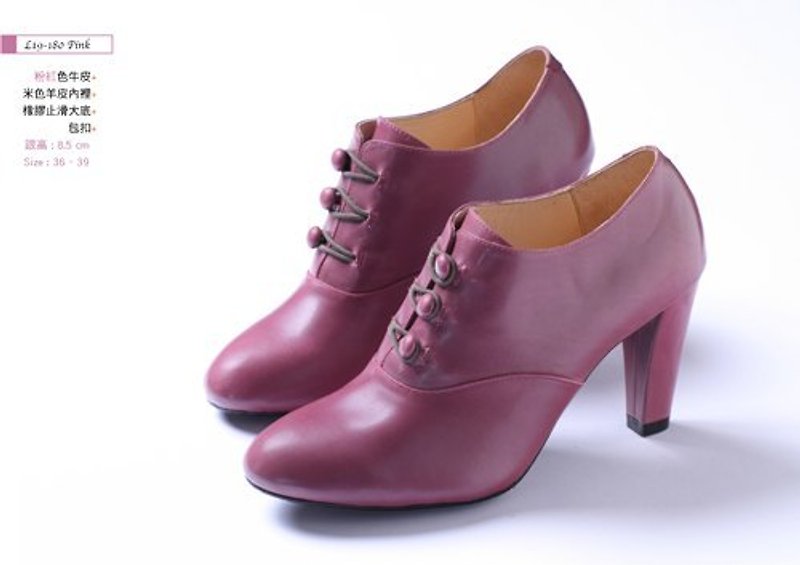 Pink unique sexy nude boots - Women's Oxford Shoes - Genuine Leather Pink