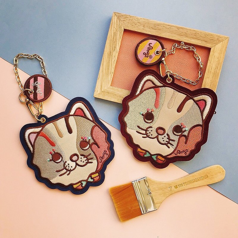 Amy's cat flocking card set X coin purse total two colors - ID & Badge Holders - Thread Multicolor