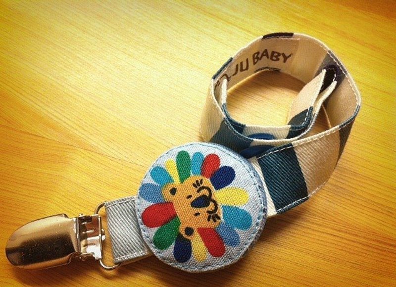 Handmade pacifier chain (toy chain) - Rainbow little lion paragraph - ผ้ากันเปื้อน - วัสดุอื่นๆ สีน้ำเงิน