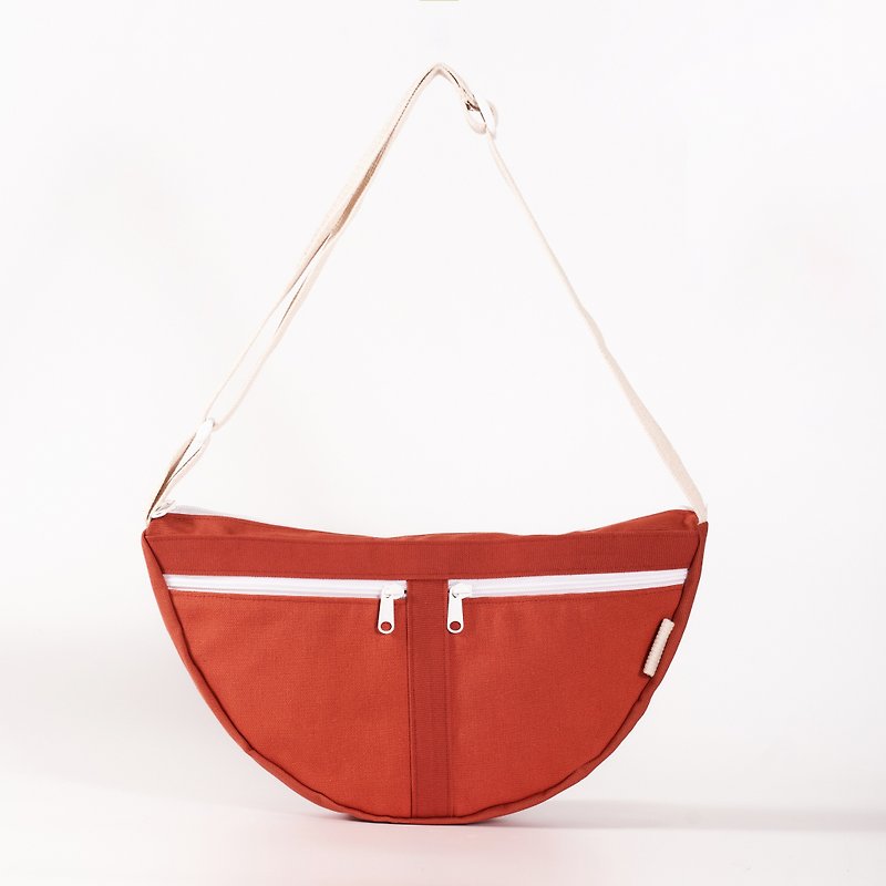 紅橘色帆布隨身包/斜背包 - 側背包/斜孭袋 - 其他材質 紅色