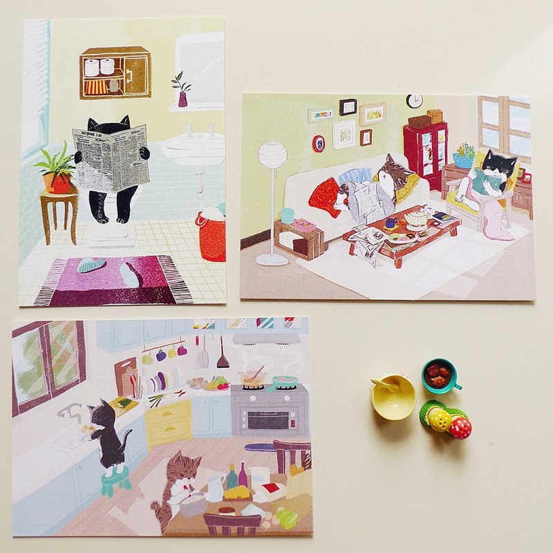 明信片套組-居家生活 - 卡片/明信片 - 紙 藍色