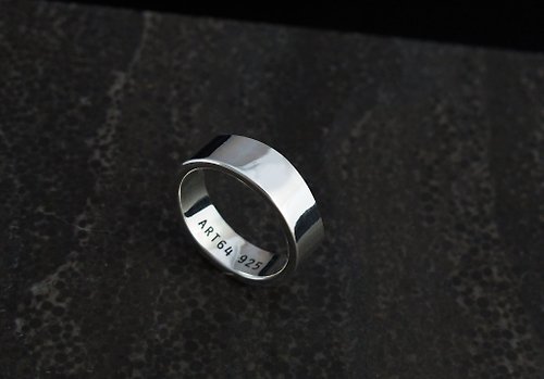 ART64六四設計銀飾 訂製戒指-手工厚版素戒 平面8mm 純銀戒指