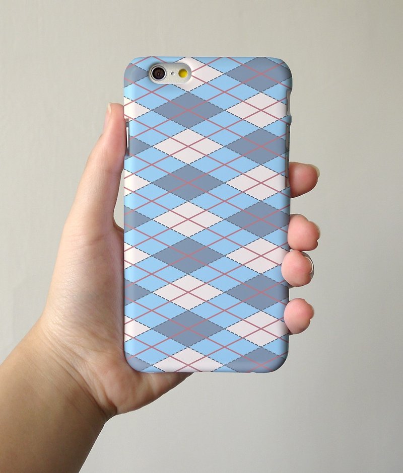 Blue Argyle Pattern 3D Full Wrap Phone Case, available for  iPhone 7, iPhone 7 Plus, iPhone 6s, iPhone 6s Plus, iPhone 5/5s, iPhone 5c, iPhone 4/4s, Samsung Galaxy S7, S7 Edge, S6 Edge Plus, S6, S6 Edge, S5 S4 S3  Samsung Galaxy Note 5, Note 4, Note 3,  No - Other - Plastic 