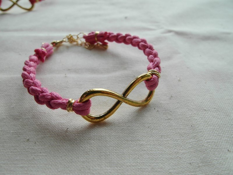~ M + Bear ~ Love Unlimited Love Unlimited, 8 wax rope braided bracelet (pink gold) - สร้อยข้อมือ - โลหะ สึชมพู