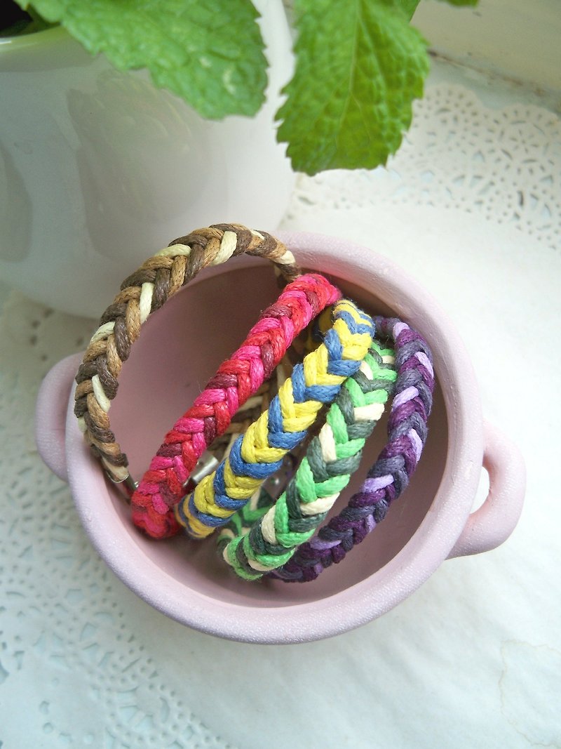 Victory braided bracelet-1 piece-(optional color) - สร้อยข้อมือ - ผ้าฝ้าย/ผ้าลินิน หลากหลายสี
