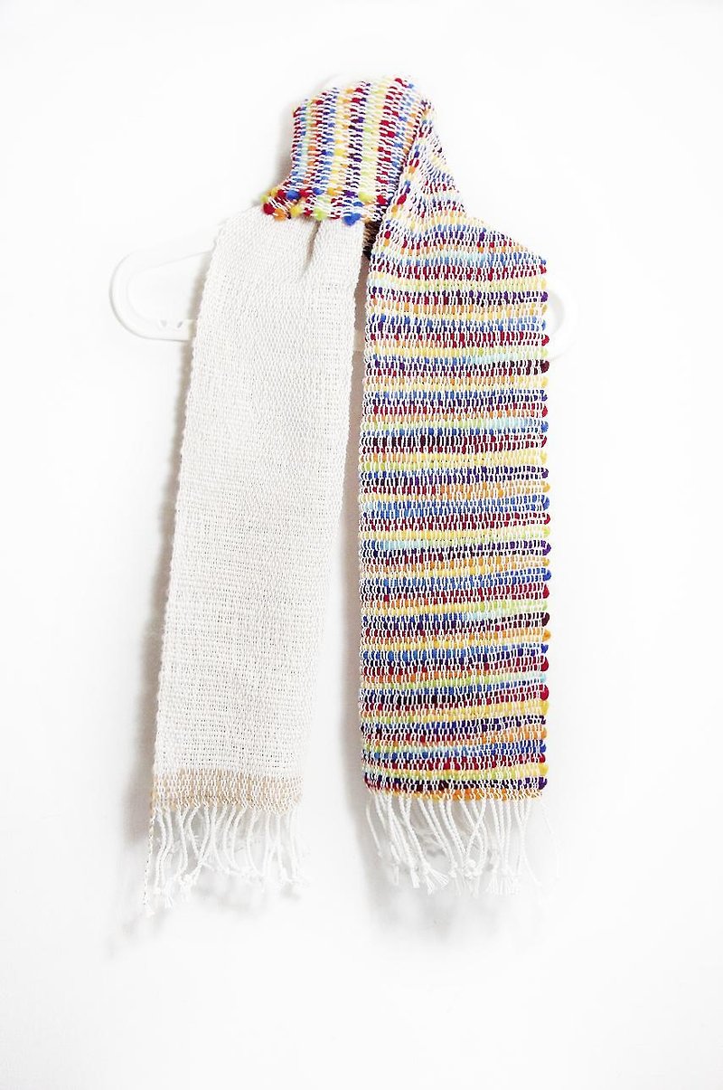 Hand-woven wool scarf-gradient rainbow colors - Scarves - Other Materials Multicolor
