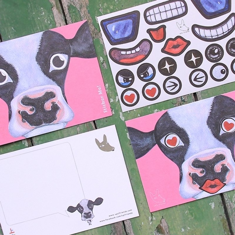 Sticker Me! Happy Sticker Me! _Dairy Cow - Cards & Postcards - Paper Multicolor