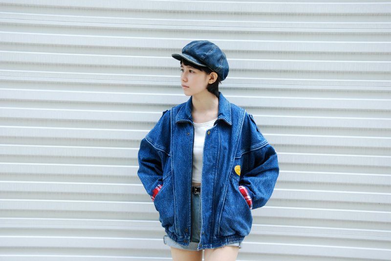 Vintage heavy denim jacket zipper - เสื้อแจ็คเก็ต - วัสดุอื่นๆ 