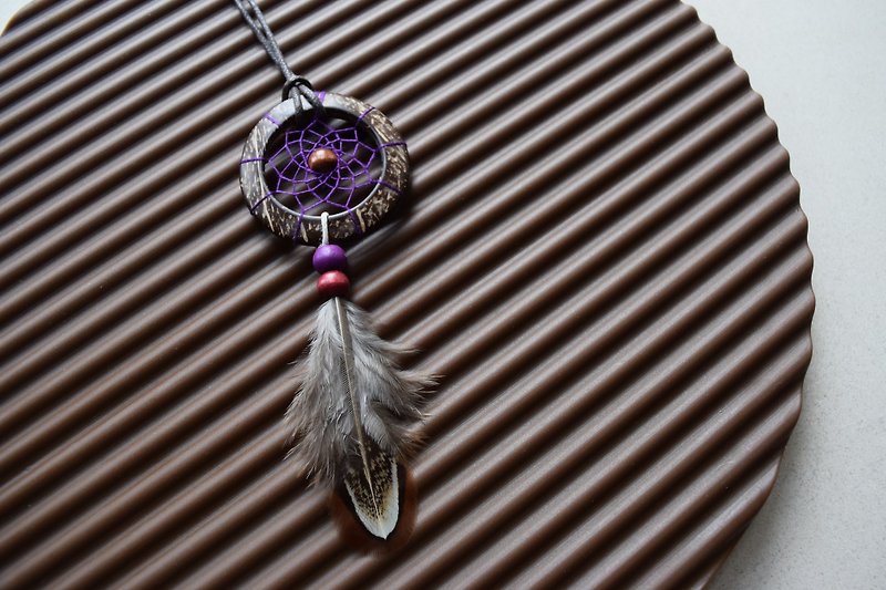 Dream Catcher // Necklace // Wooden // Purple - Necklaces - Other Materials Purple