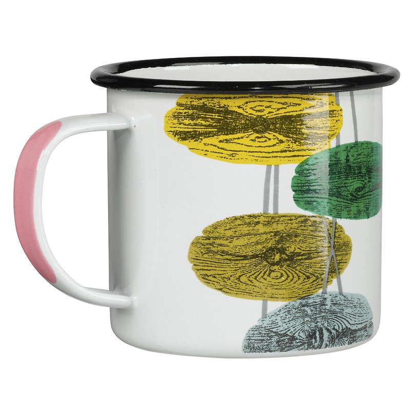 SUSS- British imports V & A abstract totem interwoven enamel cup - Stock Free transport - Mugs - Enamel White