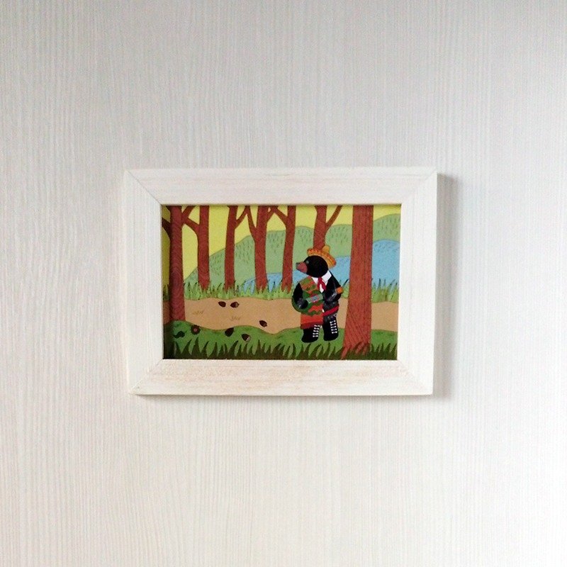 ベア ナニ ムービング ニュー ホーム シリーズ アメリカグマ イラスト ポストカード - カード・はがき - 紙 グリーン