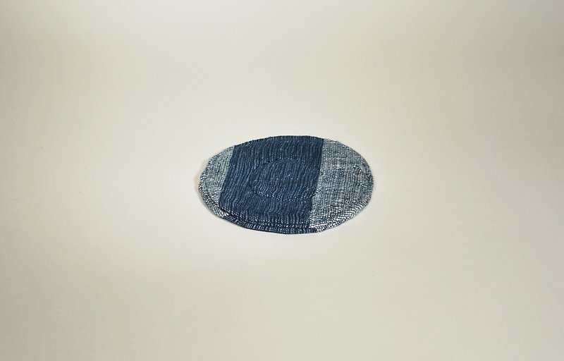 Natural dyed Linen round coaster - Coasters - Other Materials Blue