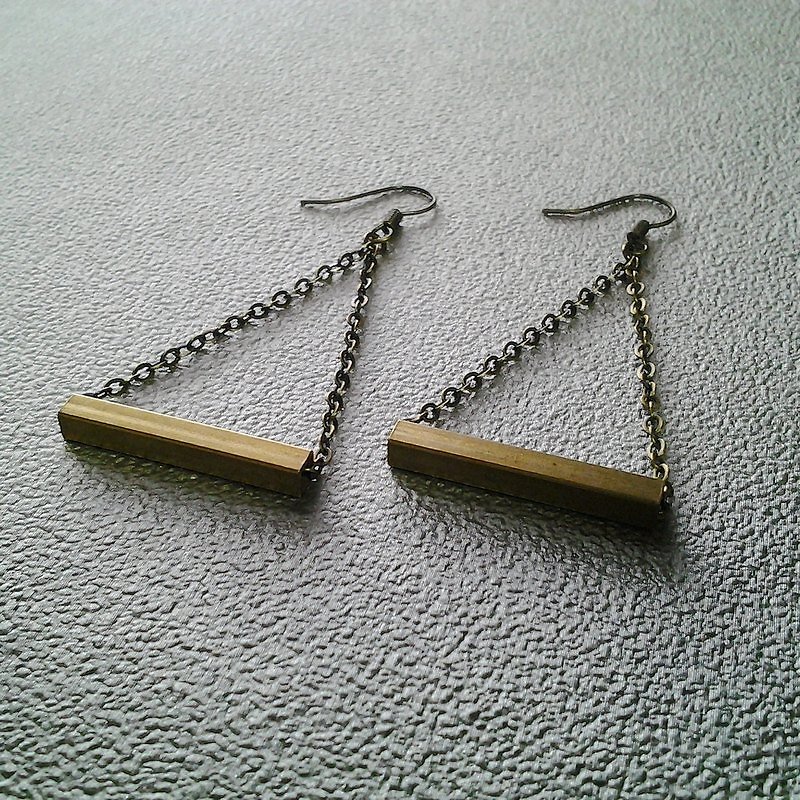 EarringFanatic triangle shape geometric simple rectangular brass metal earrings - Earrings & Clip-ons - Other Metals Brown
